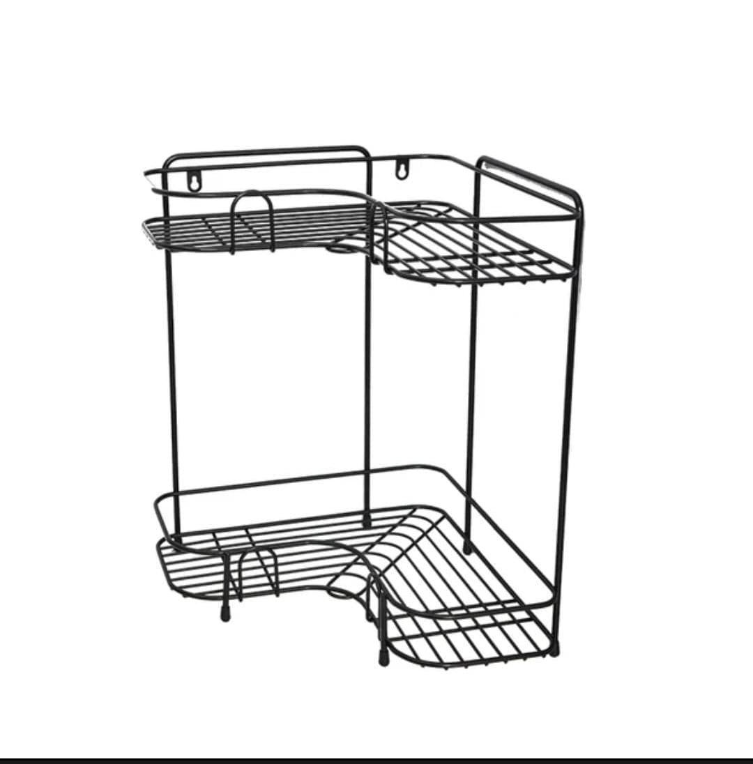 Creative 2-tier Corner Bathroom and Kitchen Rack