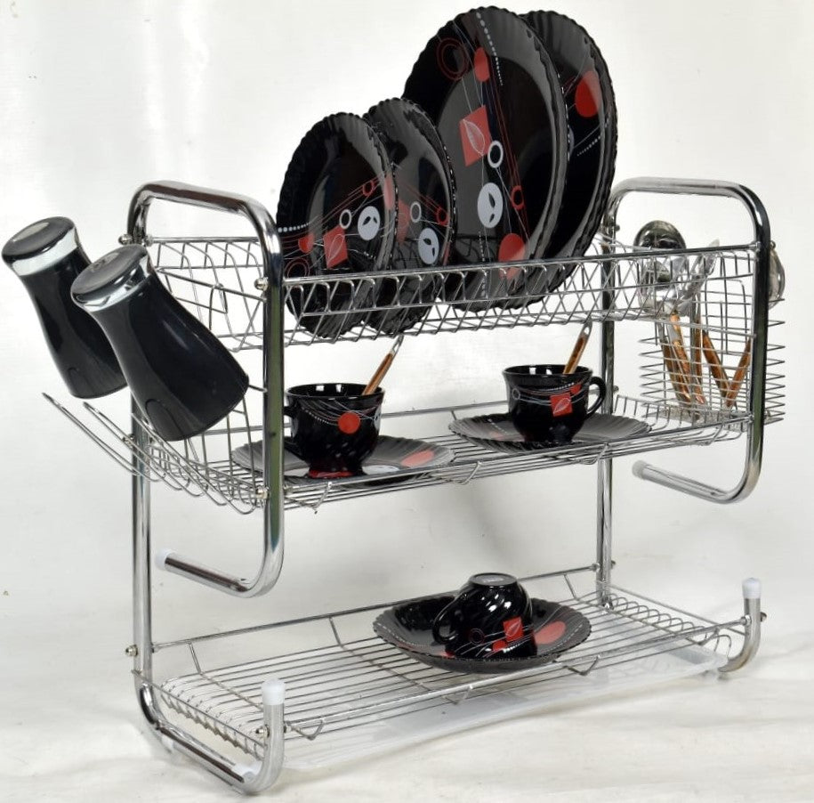G-Shape 3-Tier Drain Rack - Plates Dishes Cups Kitchen Organizer