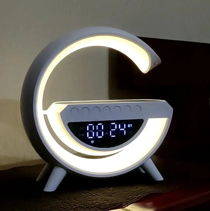 G-Shaped ADVANCED 5 in 1 Night Light Wireless Charger BT Speaker Clock