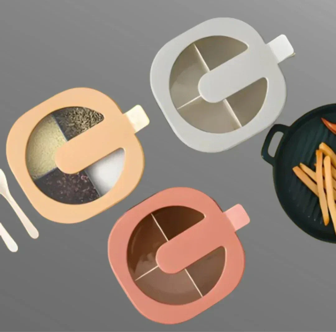 ( PACK of 2 ) 4 In 1 Partition Kitchen Spice Box with 4 Spoons