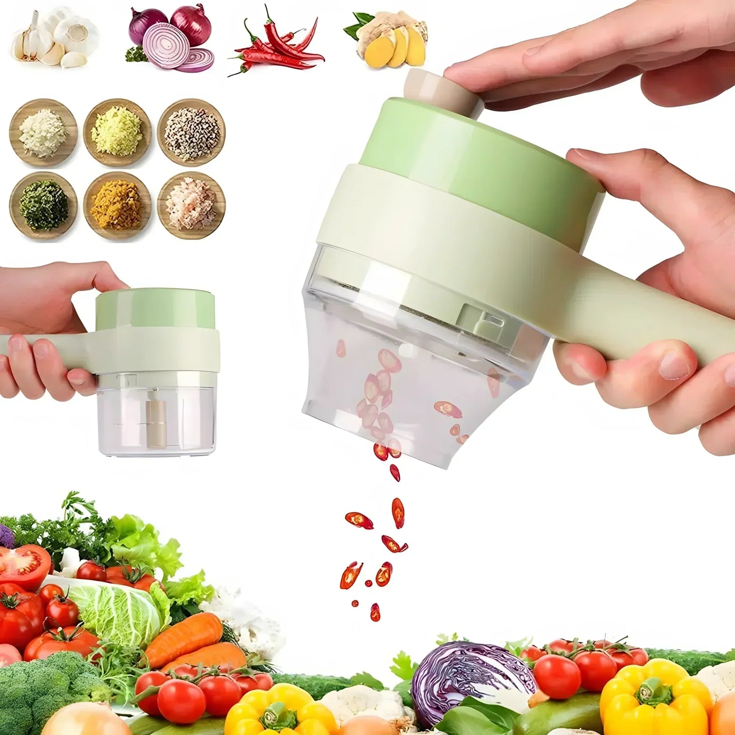 BEST 3 in 1 Electric Rechargeable Handheld Food Chopper Crusher