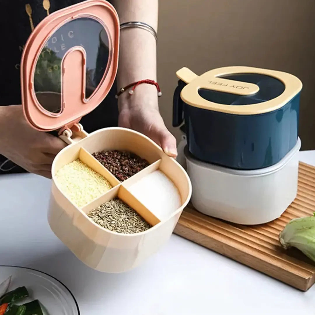 ( PACK of 2 ) 4 In 1 Partition Kitchen Spice Box with 4 Spoons