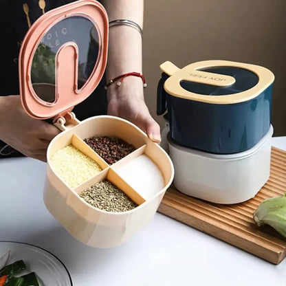 ( PACK of 2 ) 4 In 1 Partition Kitchen Spice Box with 4 Spoons