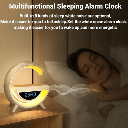 G-Shaped ADVANCED 5 in 1 Night Light Wireless Charger BT Speaker Clock