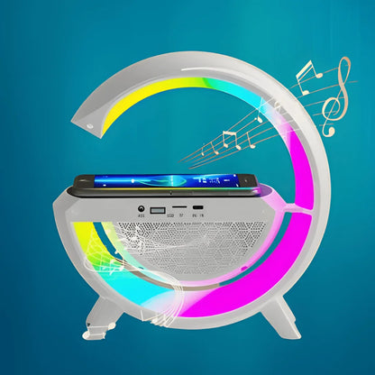G-Shaped ADVANCED 5 in 1 Night Light Wireless Charger BT Speaker Clock
