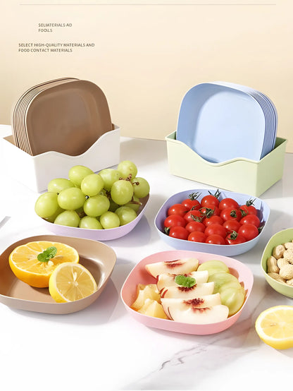 10Pcs Premium Multicolor Plates Set With Holder