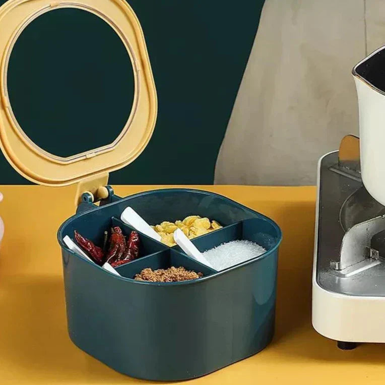 ( PACK of 2 ) 4 In 1 Partition Kitchen Spice Box with 4 Spoons