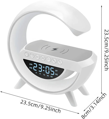 G-Shaped ADVANCED 5 in 1 Night Light Wireless Charger BT Speaker Clock