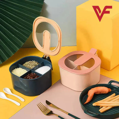 ( PACK of 2 ) 4 In 1 Partition Kitchen Spice Box with 4 Spoons