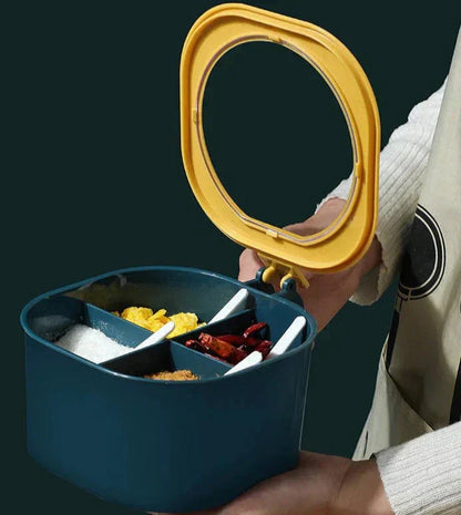 ( PACK of 2 ) 4 In 1 Partition Kitchen Spice Box with 4 Spoons