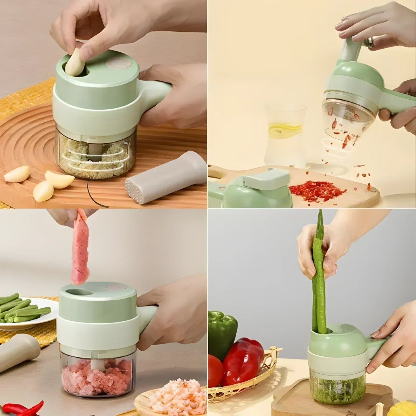 BEST 3 in 1 Electric Rechargeable Handheld Food Chopper Crusher