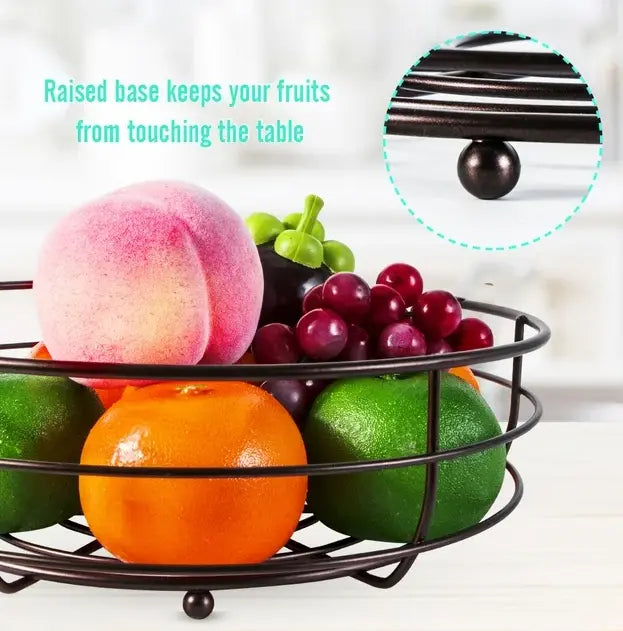 (Sale 50% OFF) MODERN Premium Fruit Basket Stainless Steel 2-Tier BLACK