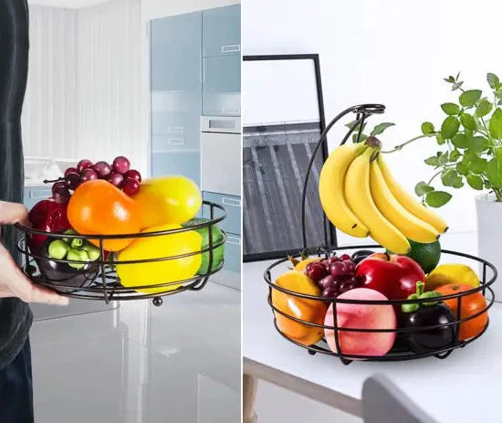 (Sale 50% OFF) MODERN Premium Fruit Basket Stainless Steel 2-Tier BLACK