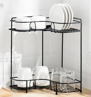 Creative 2-tier Corner Bathroom and Kitchen Rack
